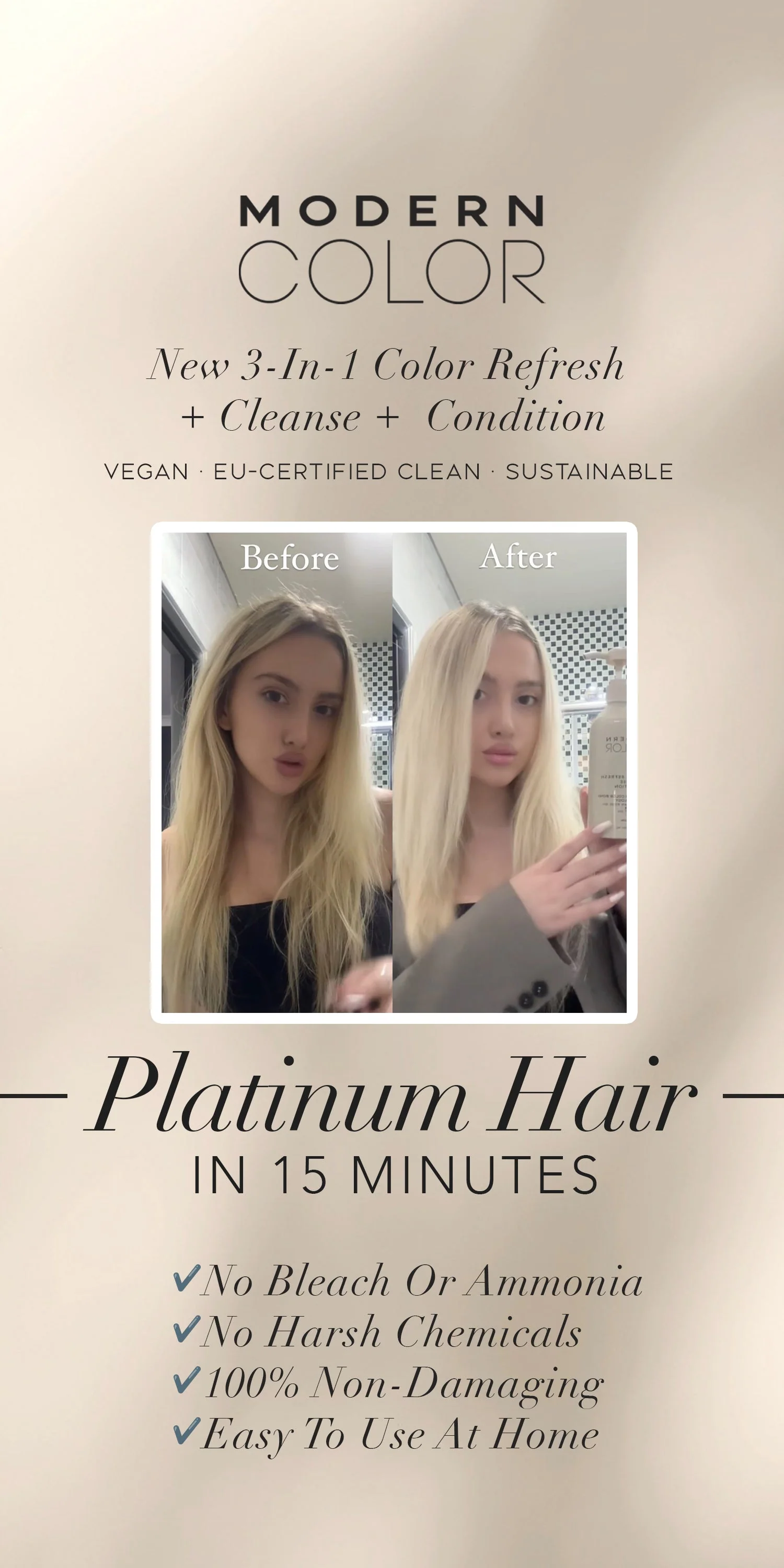 3-In-1 Hair Color Refresh + Cleanse + Condition - Platinum - Image 4