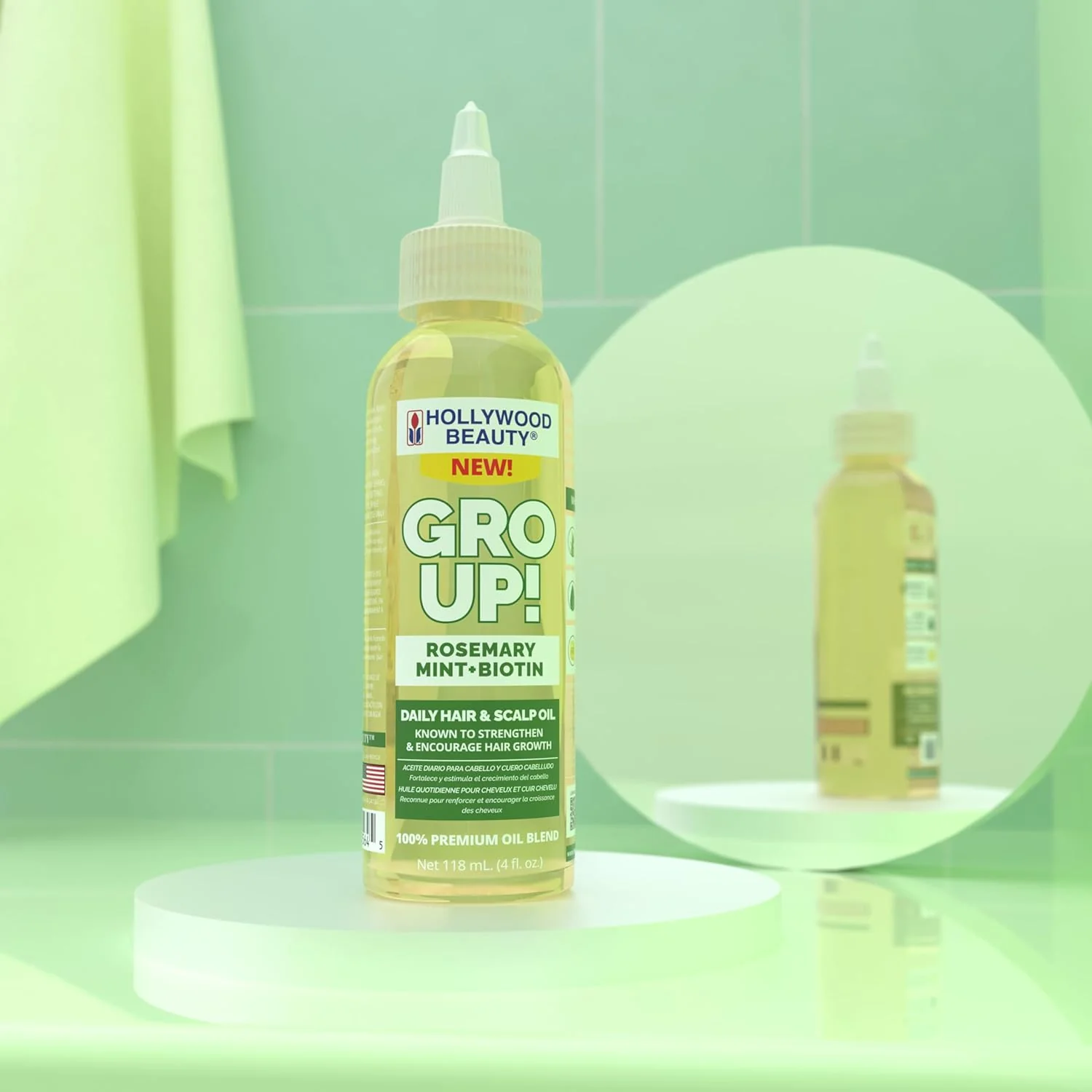 Hollywood Beauty GRO UP! Rosemary Mint + Biotin Daily Hair & Scalp Oil