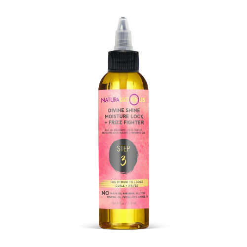 Step 3: Divine Shine Moisture Lock & Frizz Fighter (For Loose Curls)
