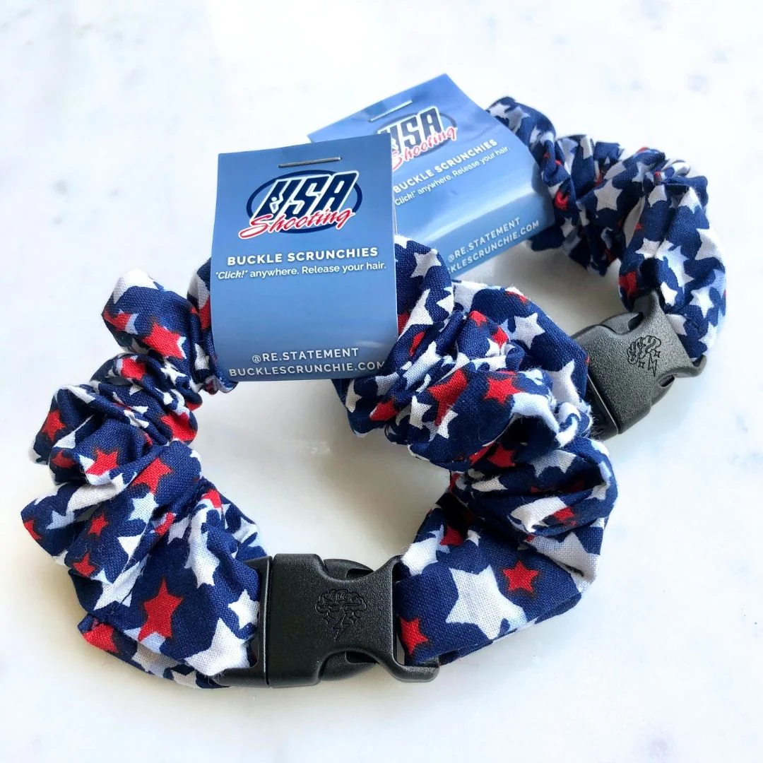 Team USA "Shooting" Stars Patriotic Buckle Scrunchie - No Snagging, No Tangles - Image 4